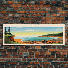 Carregar imagem no visualizador da galeria, Acadia National Park, Panoramic Maine Travel Art, National Park Print, Minimalist Travel Art, Midcentury Modern Style Landscape
