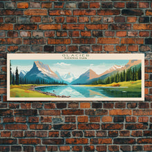 Carregar imagem no visualizador da galeria, Glacier National Park, Panoramic Montana Travel Art, National Park Print, Minimalist Travel Art, Midcentury Modern Style Landscape
