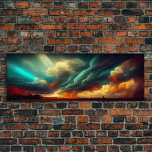 Carregar imagem no visualizador da galeria, A Rain Storm, Texas Art, Framed Canvas Print, Panoramic Wall Art, Extra Large Art, Huge Wall Art, Above Couch / Sofa Living Room Art
