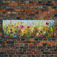 Carregar imagem no visualizador da galeria, Framed Canvas Print of Original painting, Large wall art, Boho wall décor, Flower painting, Home decor, Modern art, Bedroom decor, Panoramic
