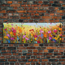 Carregar imagem no visualizador da galeria, Framed Canvas Print of Original painting, Large wall art, Boho wall décor, Flower painting, Home decor, Modern art, Bedroom decor, Panoramic
