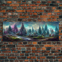 Load image into Gallery viewer, High Fantasy Forest Wall Art, Ready To Hang Canvas Print, Panoramic Art, Fantasy RPG Concept Art
