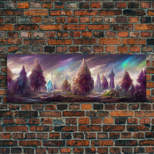 Load image into Gallery viewer, RPG Art, High Fantasy Forest Wall Art, Ready To Hang Canvas Print, Panoramic Art, Fantasy RPG Concept Art
