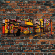 Carregar imagem no visualizador da galeria, Black Cat Art Print, Framed Wall Art, Punk Cart Art, This Cat Is From The Streets, Colorful Cat  Lover Art
