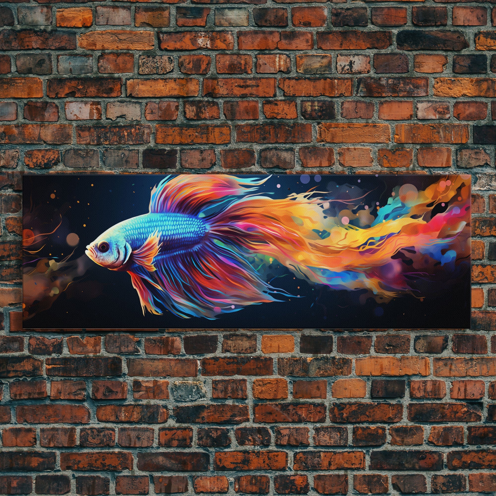 betta fish tank painted accessories Betta Fish Painting Wall Art, Framed Canvas Print, Siamese Fighting Fish,  Aquarium Wall Art, Colorful Pet Fish painting
