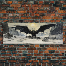 Load image into Gallery viewer, Panoramic Of a Dragon, Framed Canvas Print, Fantasy Decor, Fantasy Dragon Painting
