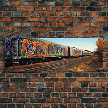 Carregar imagem no visualizador da galeria, Abandoned Train Tracks, Urban Decay Graffiti Photography, Framed Canvas Print, Industrial Loft Decor, Loft Wall Art, Urban Art
