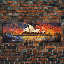 Carregar imagem no visualizador da galeria, Abstract Painting of the Sydney Opera House, Framed Canvas Print, Van Gogh Inspired Australia Art, Paint of Sydney
