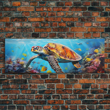 Load image into Gallery viewer, Sea Turtle Framed Canvas Print, Beautiful Sea Turtle Wall Art, Sea Turtle Print, Nursery Decor, Nursery Wall Art
