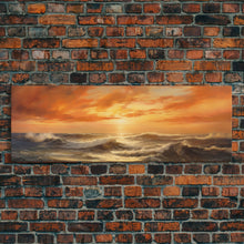 Load image into Gallery viewer, Framed Wall Art Print Set Sunset Horizon on Beach Shore Nature Ocean Oil Painting Nautical Scenic Colorful Multicolor Ultra
