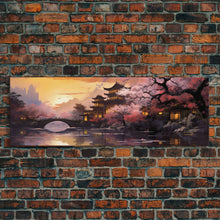 Load image into Gallery viewer, Dawn In Kyoto, Japan - Framed Canvas Print - Panoramic Painting Wall Art - Cute Wall Decor - Japanese Style Art
