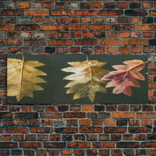 Carregar imagem no visualizador da galeria, Fall Decor, Fall Leaves Panoramic Art, Extra Large Wall Art, Framed Panoramic Canvas Print, Framed Wall Art
