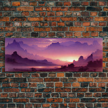 Load image into Gallery viewer, A Beautiful Mountain Scene at Sunset, Extra Large Wall Art, Framed Panoramic Canvas Print, Framed Wall Art
