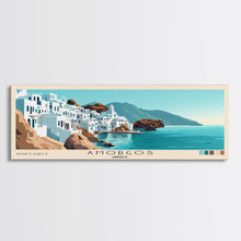 Carregar imagem no visualizador da galeria, Amorgos, Greece Panoramic Print, Vacation Gift, Greece Wall Art, Beach Painting, Beach Decor, Large Wall Art, Wood Frame Art
