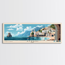 Carregar imagem no visualizador da galeria, Atrani, Italy Panoramic Print, Vacation Gift, Italy Wall Art, Beach Painting, Beach Decor, Beach Or Lakehouse Art
