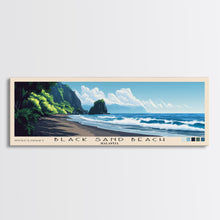 Carregar imagem no visualizador da galeria, Black Sand Beach, Malasyia Panoramic Beach Print, Vacation Gift, Malasyia Wall Art, Framed Canvas Print, Framed Beach Painting
