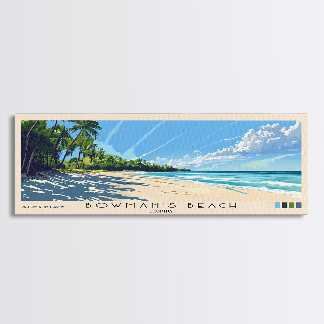 Bowman’s Beach, Florida Panoramic Print, Vacation Gift, Florida Wall Art, Beach Painting, Beach Decor, Large Wall Art, Wood Frame Art