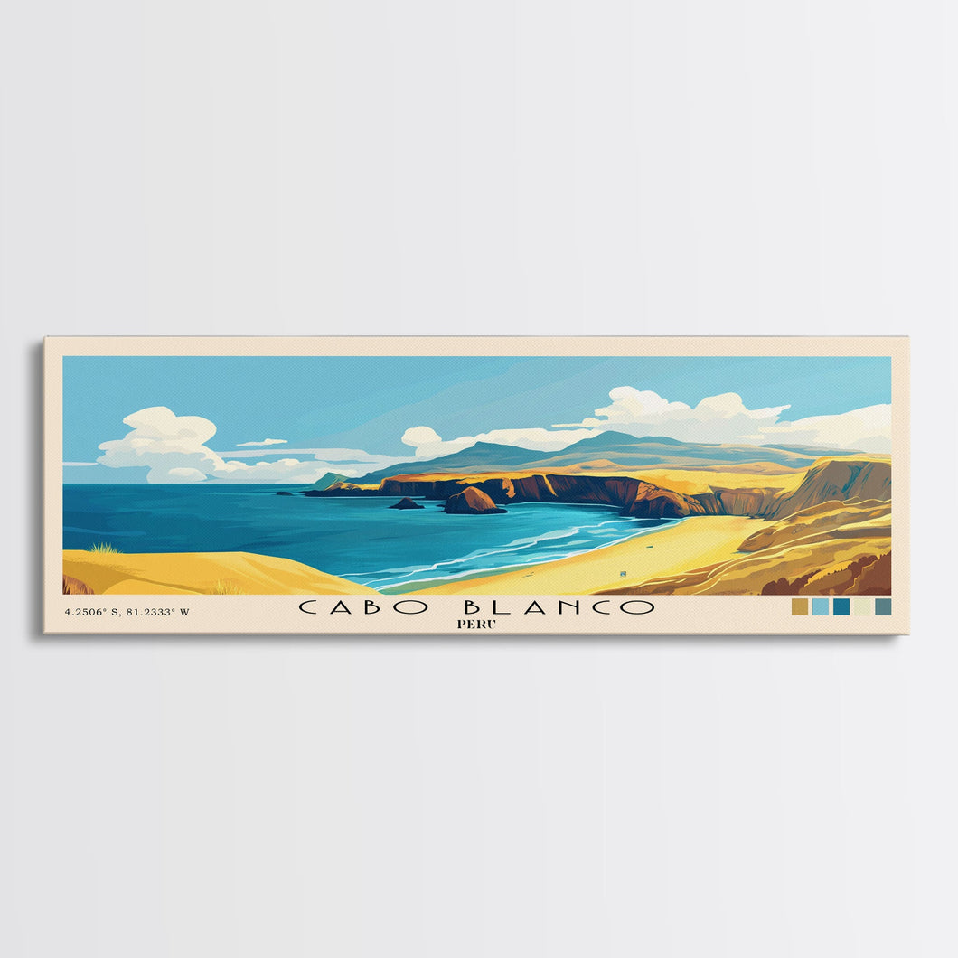 Cabo Blanco, Peru Panoramic Print, Vacation Gift, Peru Wall Art, Vacation Wall Art, Vacatation Memories, Beach Decor, Beach Or Lakehouse Art