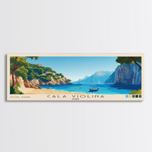 Carregar imagem no visualizador da galeria, Cala Violina, Italy Panoramic Beach Print, Vacation Gift, Italy Wall Art, Framed Canvas Print, Framed Beach Painting
