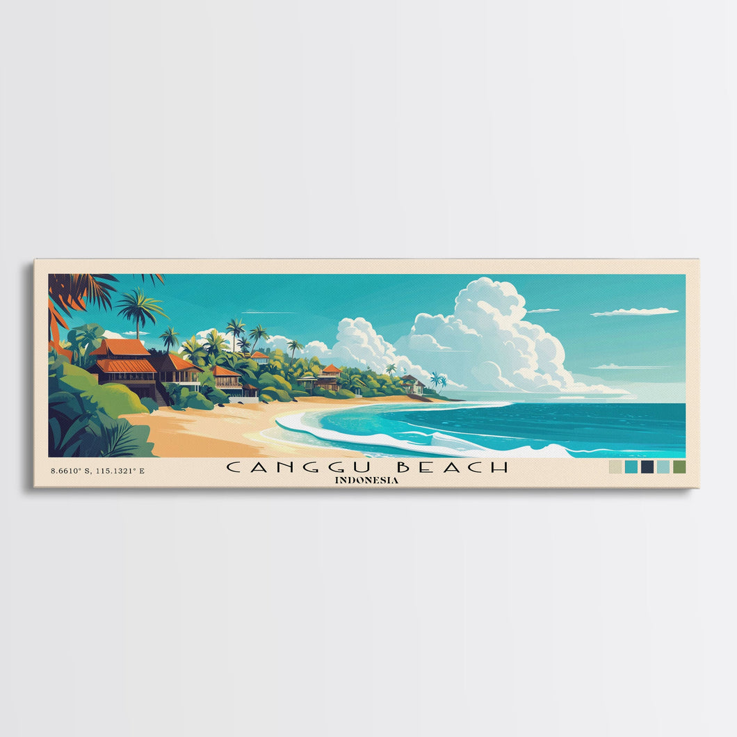 Canggu Beach, Indonesia Panoramic Print, Vacation Gift, Indonesia Wall Art, Beach Painting, Beach Decor, Beach Or Lakehouse Art