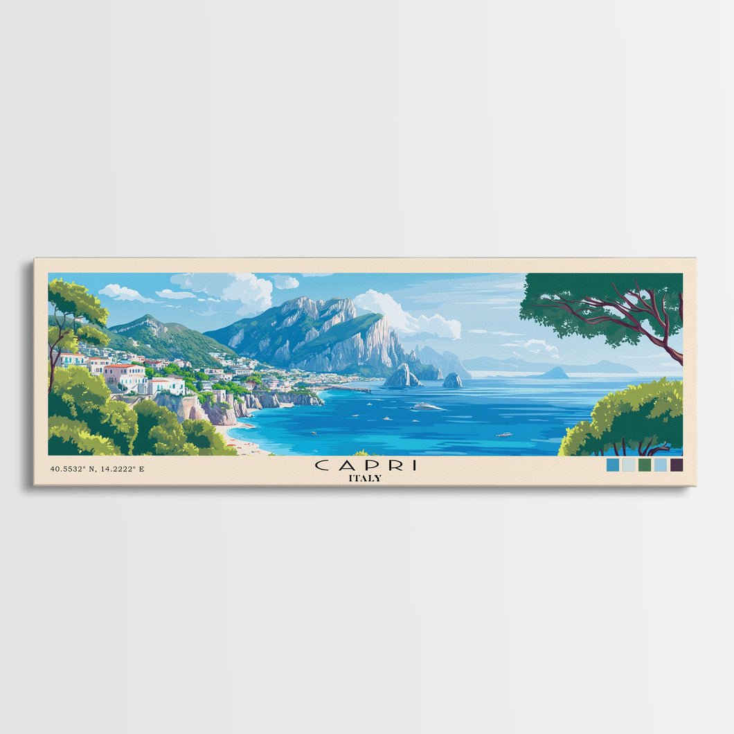 Capri, Italy Panoramic Print, Vacation Gift, Italy Wall Art, Vacation Wall Art, Vacatation Memories, Beach Decor, Beach Or Lakehouse Art