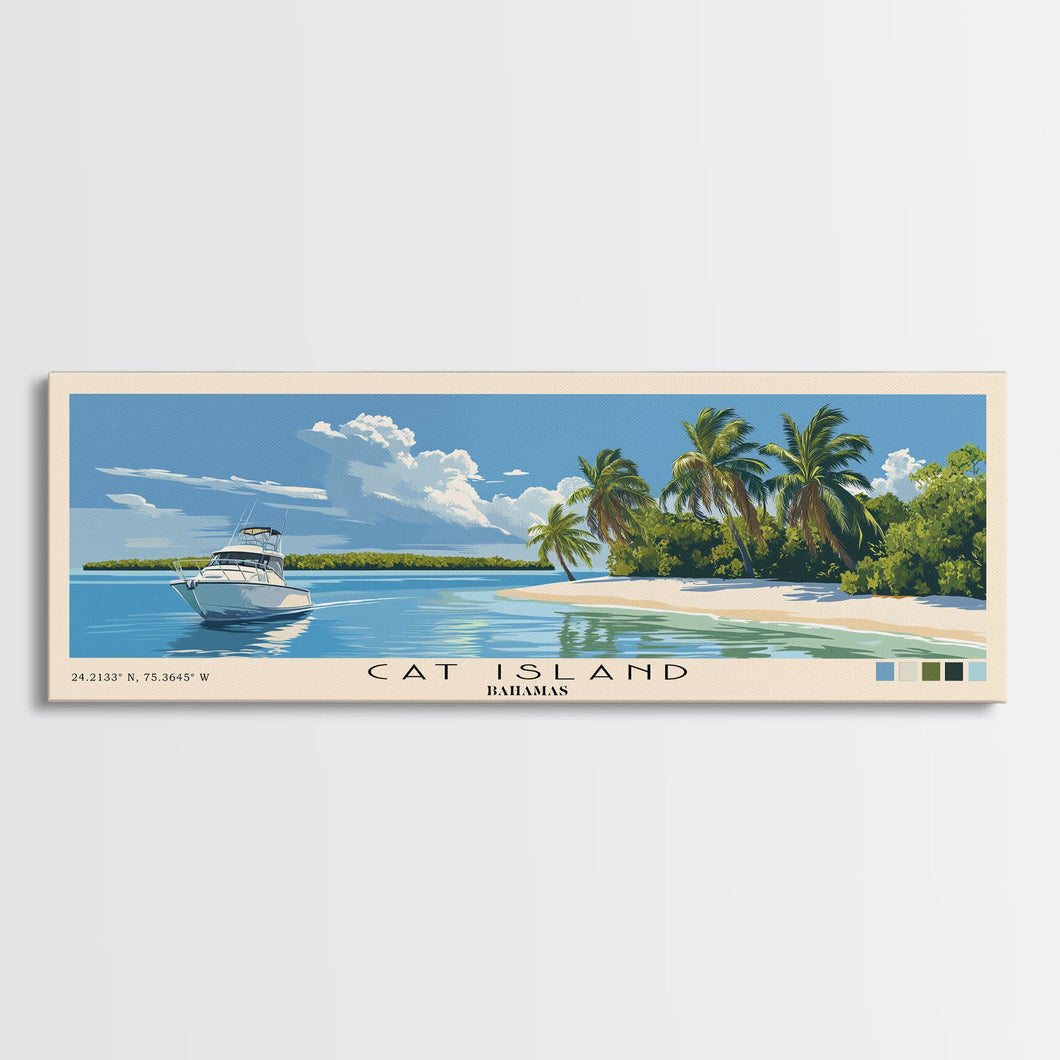 Cat Island, Bahamas Panoramic Beach Print, Vacation Gift, Bahamas Wall Art, Beach Painting, Beach Decor, Beach Painting