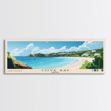 Load image into Gallery viewer, Cove Bay, Anguila Panoramic Beach Print, Vacation Gift, Anguila Wall Art, Framed Canvas Print, Framed Beach Painting
