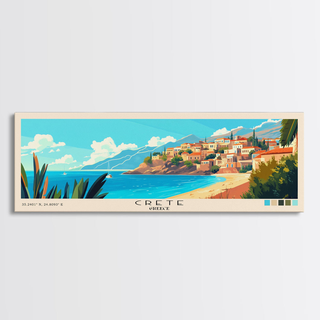 Crete, Greece Panoramic Print, Vacation Gift, Greece Wall Art, Vacation Wall Art, Vacatation Memories, Beach Decor, Beach Or Lakehouse Art