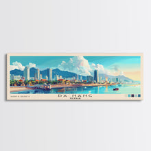 Load image into Gallery viewer, Da Nang, Vietnam Panoramic Beach Print, Vacation Gift, Vietnam Wall Art, Framed Canvas Print, Framed Beach Painting

