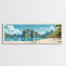 Load image into Gallery viewer, El Nido, Philippines Panoramic Print, Vacation Gift, Philippines Wall Art, Beach Painting, Beach Decor, Large Wall Art, Wood Frame Art
