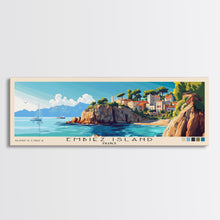 Load image into Gallery viewer, Embiez Island, France Panoramic Print, Vacation Gift, France Wall Art, Beach Painting, Beach Decor, Large Wall Art, Wood Frame Art
