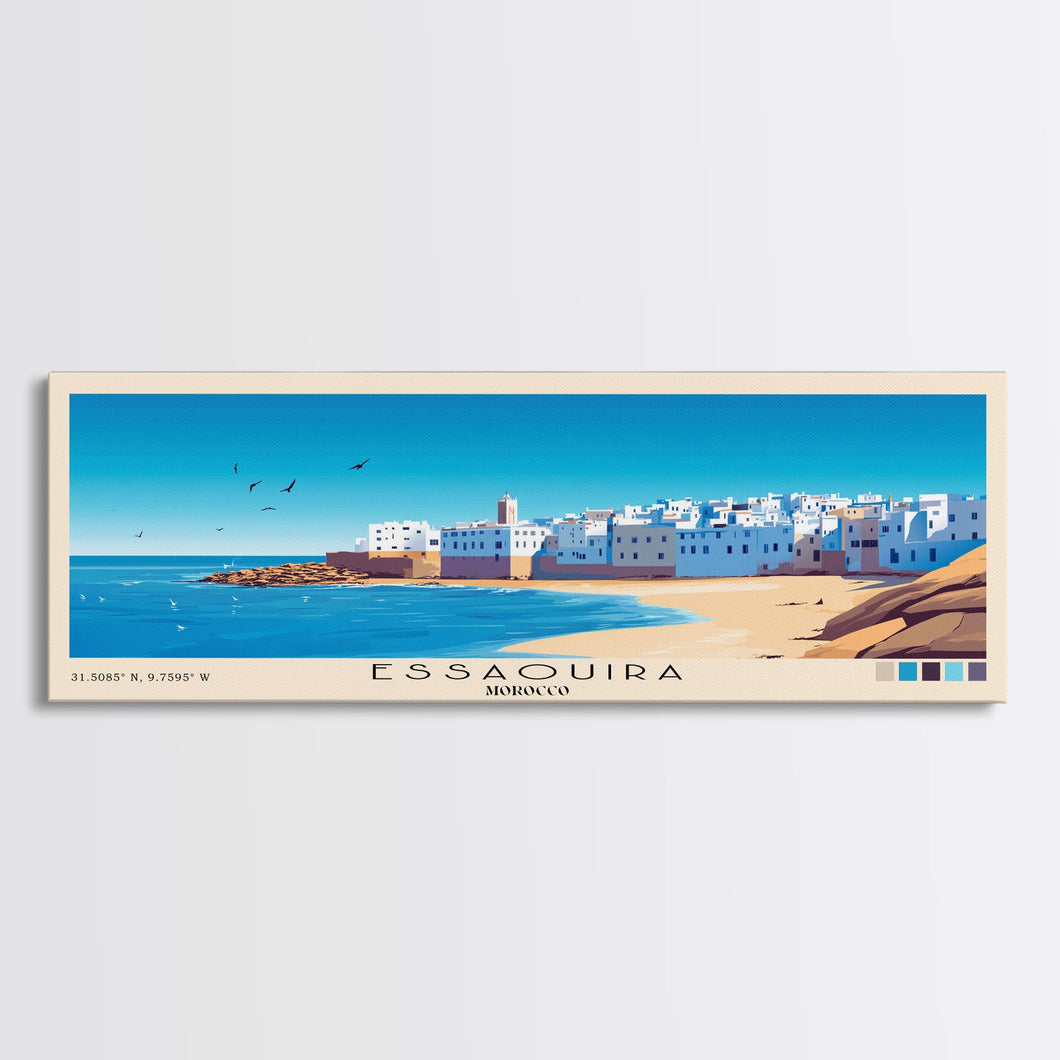 Essaouira, Morocco Panoramic Print, Vacation Gift, Morocco Wall Art, Beach Painting, Beach Decor, Beach Or Lakehouse Art