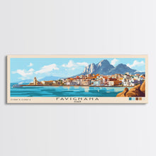 Carregar imagem no visualizador da galeria, Favignana, Italy Panoramic Print, Vacation Gift, Italy Wall Art, Beach Painting, Beach Decor, Large Wall Art, Wood Frame Art
