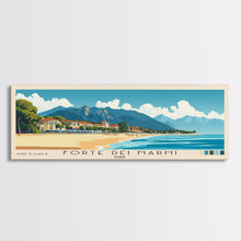 Load image into Gallery viewer, Forte dei Marmi, Italy Panoramic Beach Print, Vacation Gift, Italy Wall Art, Framed Canvas Print, Framed Beach Painting
