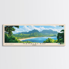 Cargar imagen en el visor de la galería, Hanalei Bay, Hawaii Panoramic Print, Vacation Gift, Hawaii Wall Art, Beach Painting, Beach Decor, Large Wall Art, Wood Frame Art
