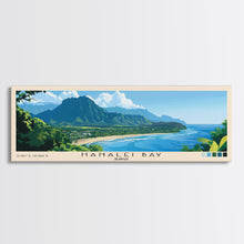 Cargar imagen en el visor de la galería, Hanalei Bay, Hawaii Panoramic Beach Print, Vacation Gift, Hawaii Wall Art, Framed Canvas Print, Framed Beach Painting
