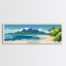 Load image into Gallery viewer, Tikehau, French Polynesia Panoramic Print, Vacation Gift, French Polynesia Wall Art, Beach Painting, Beach Decor, Large Wall Art, Wood Frame Art
