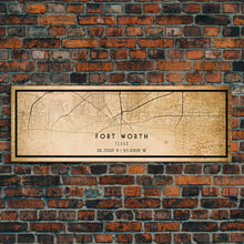 Load image into Gallery viewer, Fort Worth Panoramic map print poster or framed canvas, Texas map print poster canvas, Fort Worth city map print poster canvas, Panther City
