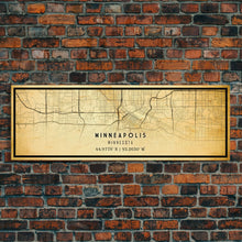 Load image into Gallery viewer, Minneapolis Panoramic map print poster or framed canvas, Minnesota map print poster canvas, Minneapolis road map print poster canvas
