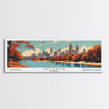 Carregar imagem no visualizador da galeria, Atlanta Georgia Panoramic Painting, Mid Century Modern Framed Canvas Print, Retro Pop Art Travel Poster, Home Decor, City Wall Art
