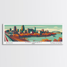 Cargar imagen en el visor de la galería, Cincinnati Ohio Panoramic Travel Poster Canvas Print
