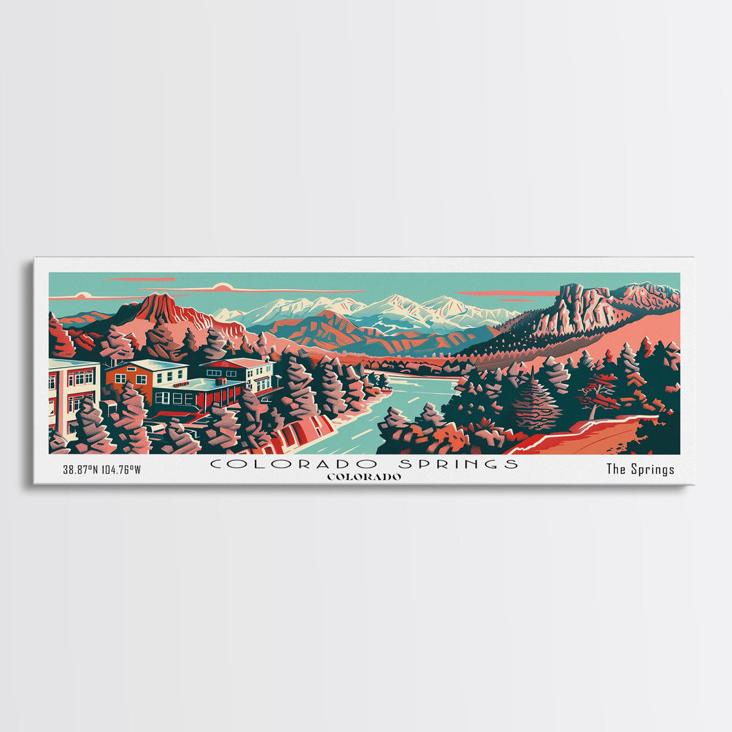 Colorado Springs Colorado Panoramic Travel Poster Canvas Print