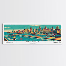 Load image into Gallery viewer, Detroit Michigan Panoramic Travel Poster Canvas Print
