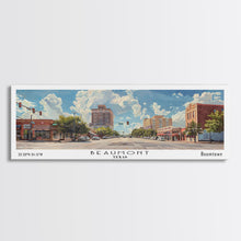 Carregar imagem no visualizador da galeria, Beaumont Texas Panoramic Painting, Watercolor Framed Canvas Print, Scenic City Art, Travel Poster, Wall Hanging, Living Room Art, Gift Idea
