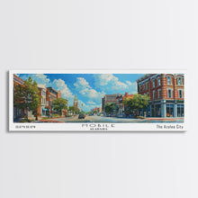 Carregar imagem no visualizador da galeria, Mobile Alabama Panoramic Framed Canvas Print, Watercolor City Art, Office Wall Decor, Travel Poster, Living Room Decor, City Print
