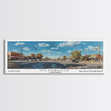 Carregar imagem no visualizador da galeria, Victorville California Panoramic Wall Art, Framed Canvas Print, Retro Style Travel Poster, Unique Home Decor, Artistic Office Piece, Original Gift
