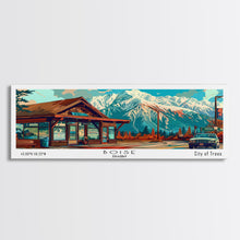 Load image into Gallery viewer, Boise Idaho Panoramic Travel Poster Framed Canvas Print, Mid Century Modern Art, Pop Art Style, Wall Art Decor, Home Decoration
