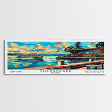 Cargar imagen en el visor de la galería, Chesapeake Virginia Panoramic Travel Poster Framed Canvas Print, Mid Century Modern Art, Pop Art Style, Wall Art Decor, Home Decoration
