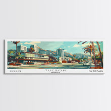 Cargar imagen en el visor de la galería, Tucson Arizona Panoramic Wall Art, Mid Century Modern Framed Canvas Print, Retro Pop Art Travel Poster, Living Room and Office Decor
