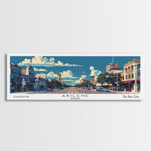 Carregar imagem no visualizador da galeria, Abilene Texas Panoramic Painting, Mid Century Modern Framed Canvas Print, Retro Pop Art Travel Poster, Office Wall Art Decor, City Print

